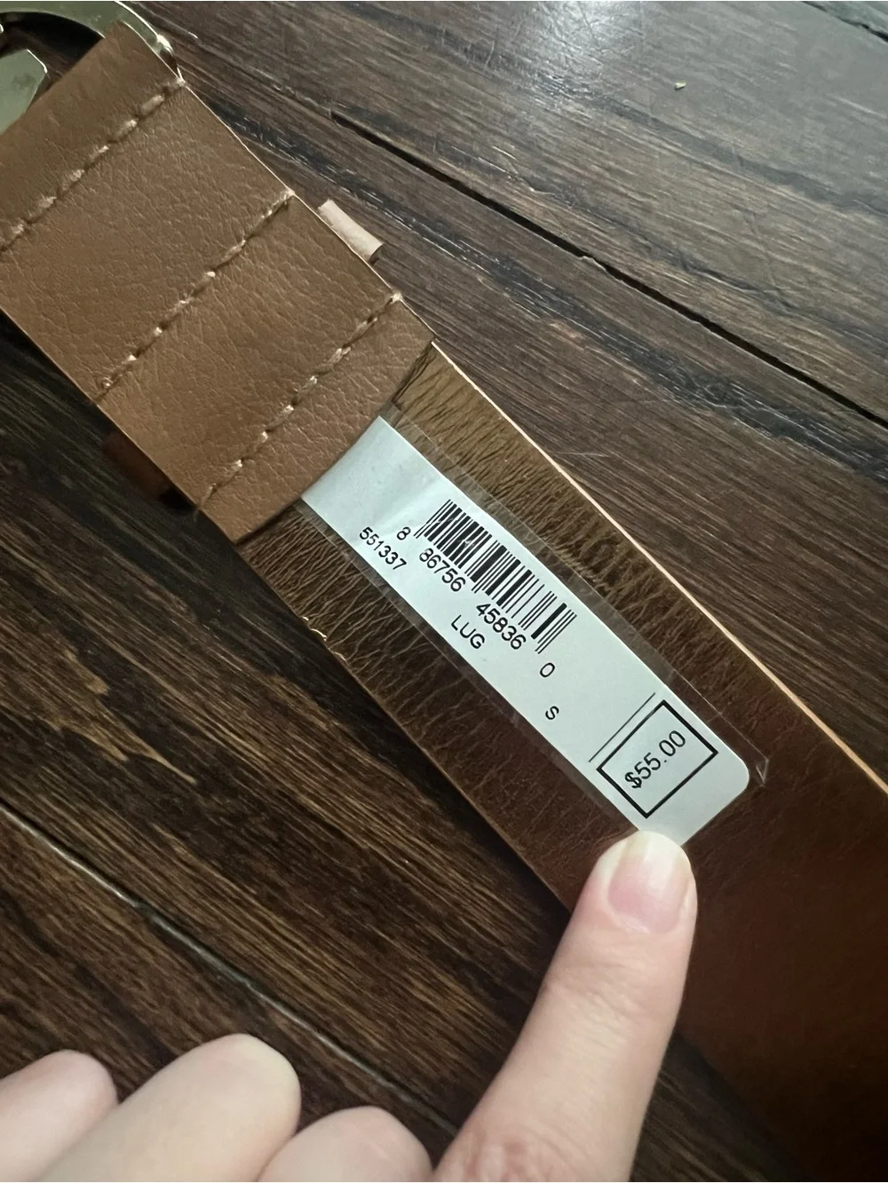 Michael Kors Leather Belt with Gold MK Circle Buckle